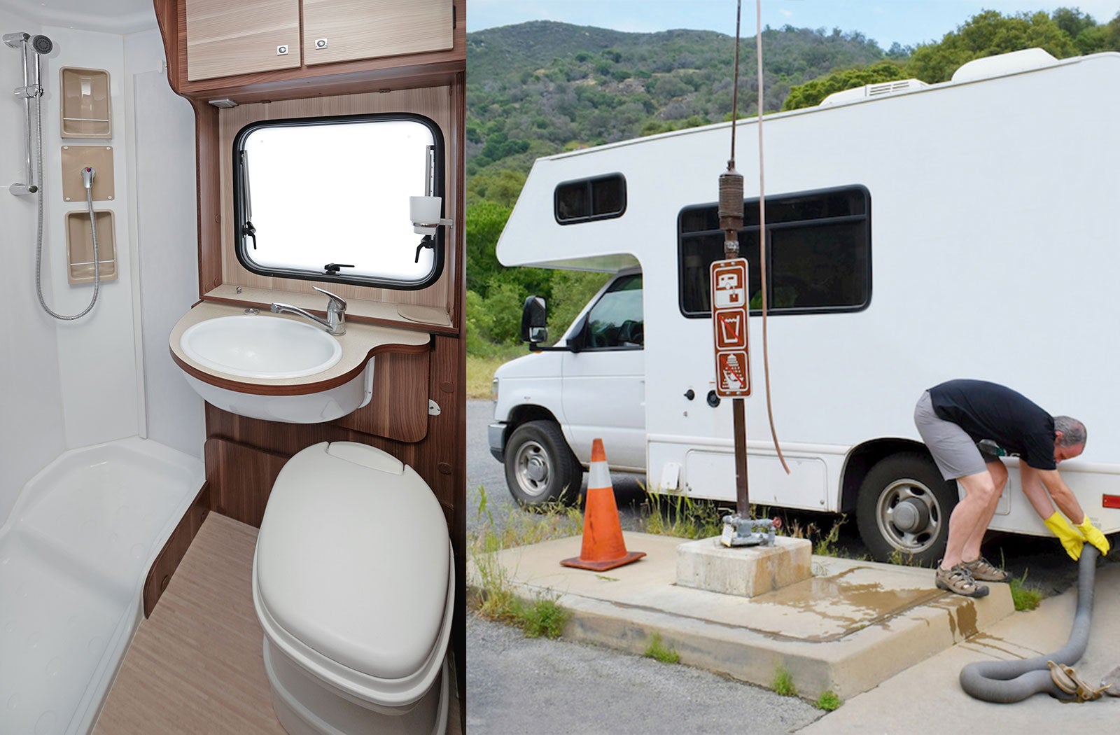 Portable RV/camper toilet and holding tank setup in Greensboro, North Carolina